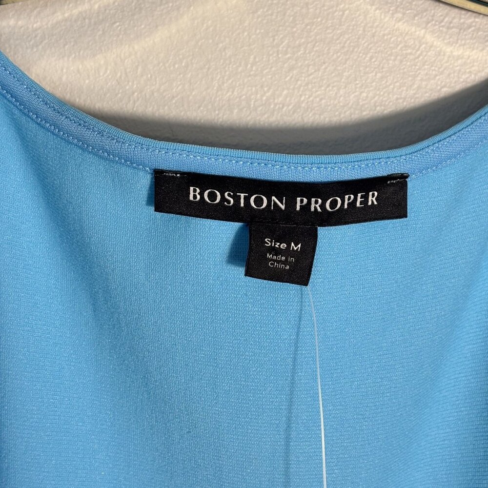 Boston Proper Beyond Travel Sleeveless Blue Midi Dress W/ Side Slits Size M - Picture 4 of 10